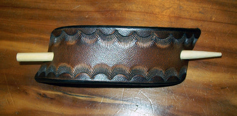 Leather Stick Barrette Small Two Tone Border