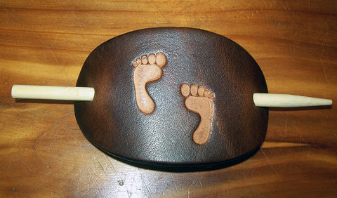 Foot Prints Small Leather Stick Barrette