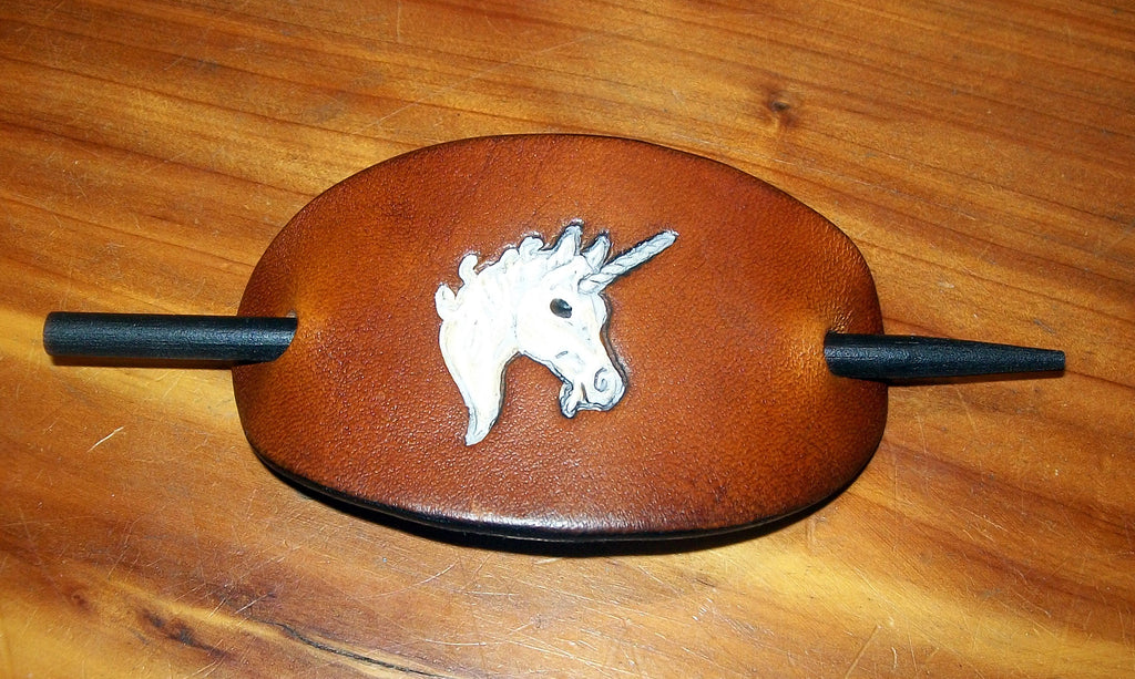 Leather Barrette with Stick