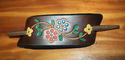 Wildflower Leather Stick Barrette - Small