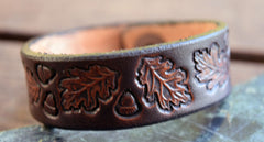 Oak Leaves Leather Wristbands