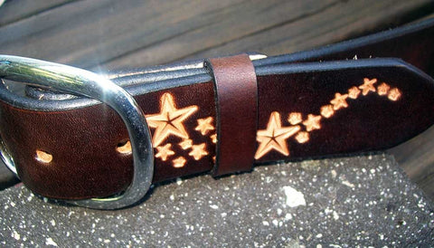 Celestial Star Trail Handmade Leather Belt