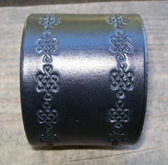 Wide Black Leather Wristband