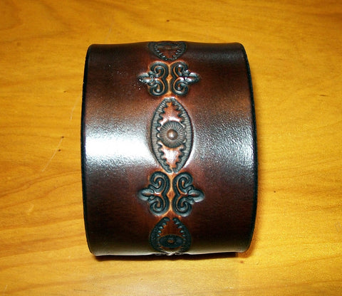 Dark Design Wide Leather Wristbands | Two Inch
